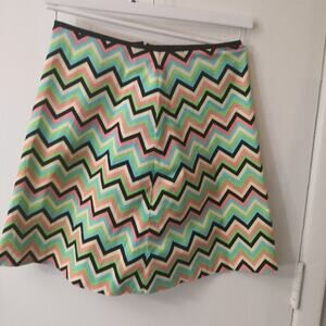 TIBI Multicolor Chevron Print A-Line Mini Skirt 2 Rainbowcore Dopamine Coconut